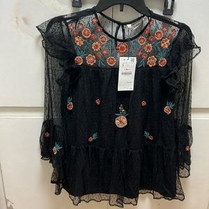 NWT Zara embroidered blouse